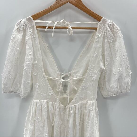 Showpo Cottagecore Abbey Tie Back Milkmaid Romantic Prairie Embroidered Dress 2 - Picture 10 of 16